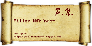 Piller Nándor névjegykártya